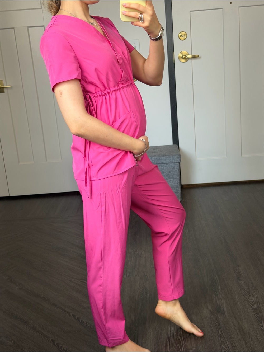 Women's Pink Maternity Scrub Set - Brand